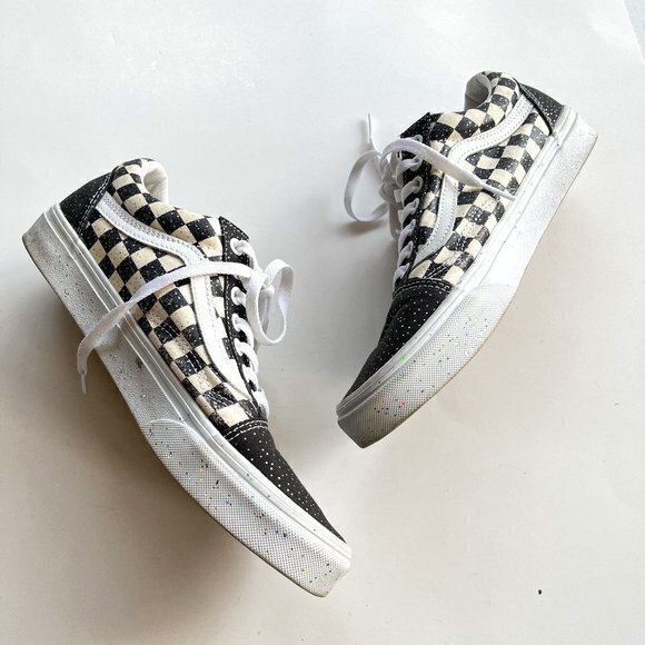 VANS PRIMARY CHECK OLD SKOOL‎ SHOE BLACK/WHITE CHECKS LACE UP MENS SIZE 9 - Picture 1 of 8